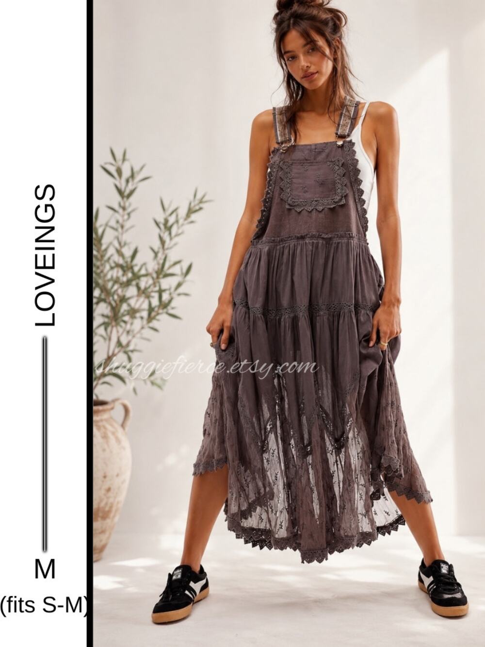 MSRP $103 ✨Loveings Cottagecore Tiered Pinafore Maxi Dress | Size M (fits S-M) ✨